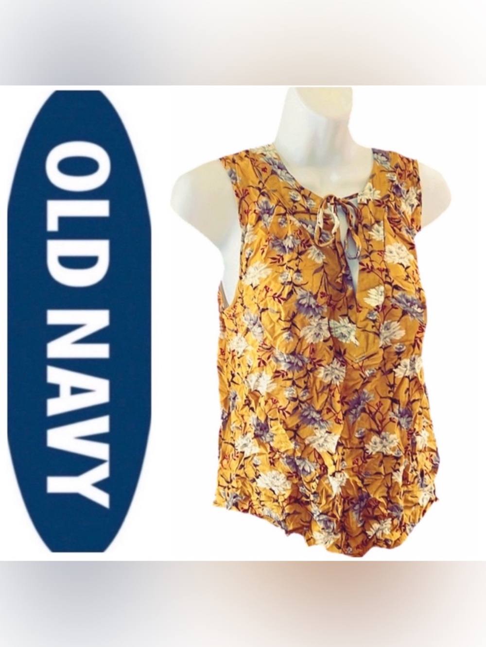 Old Navy Golden Yellow Floral Top 💛🩶🌻🌹